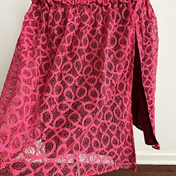 Walter Baker Skirt Size 0 Cerise Hydee Ruffle-Trimmed Crochet Lace Skirt - Picture 9 of 12